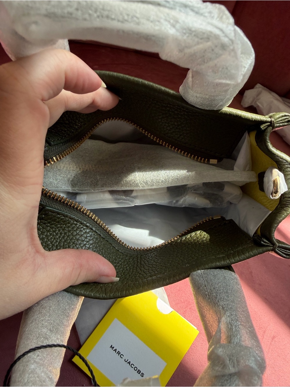 Marc Jacobs Olive Green The Tote Bag Mini with Gold Logo - Picture 3 of 5